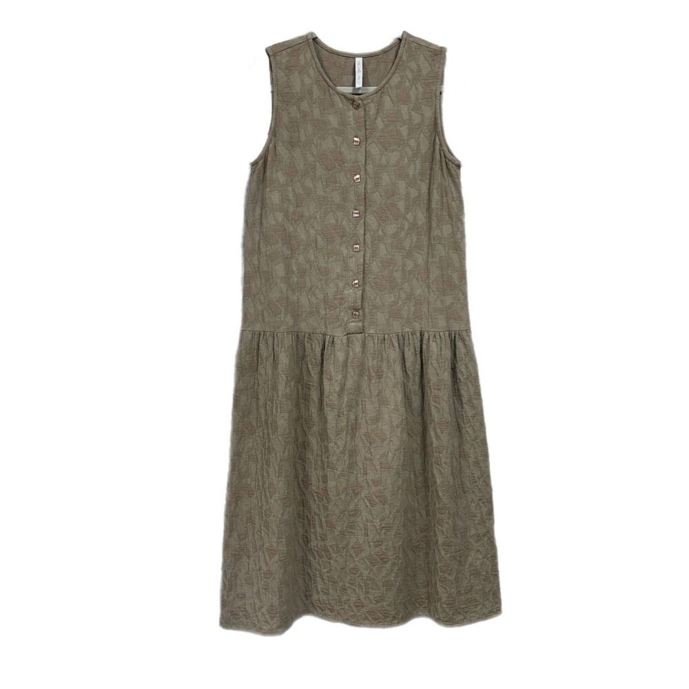 Rachel Pally Relaxed Dress Geometric Knit Drop Waist Midi Earthy Lagenlook Sz XS